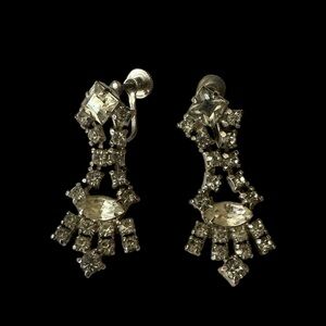 Clear Crystal Drop Earrings in Silver-Tone Setting